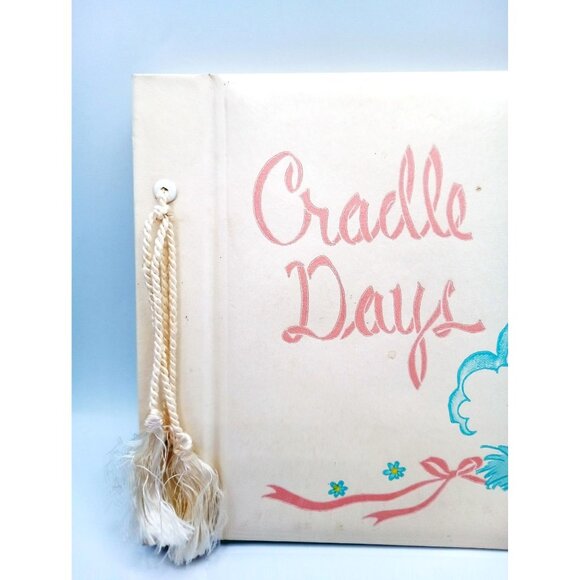 Baby Book Cradle Days Vintage Infant Pictures Album Memories Midcentury 11.25" - Picture 2 of 16
